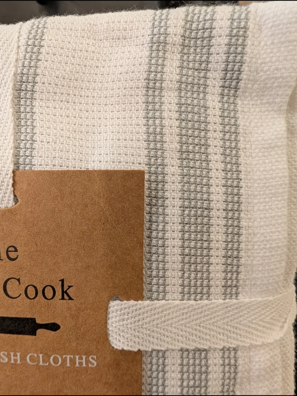 The Good Cook Striped Cotton Dish Cloths - White & Gray (Set of 4)